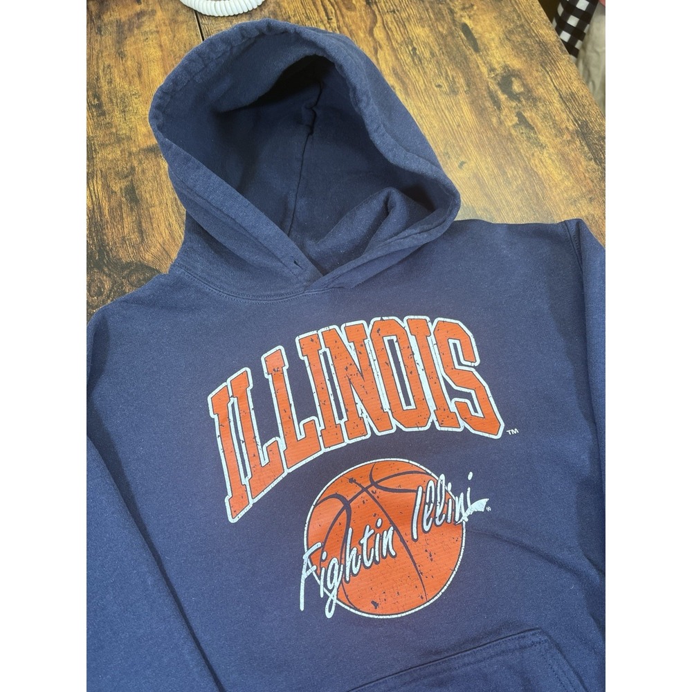 Illinois Fighting Illini Hoodie Sweatshirt Size Men's Medium Navy Blue
